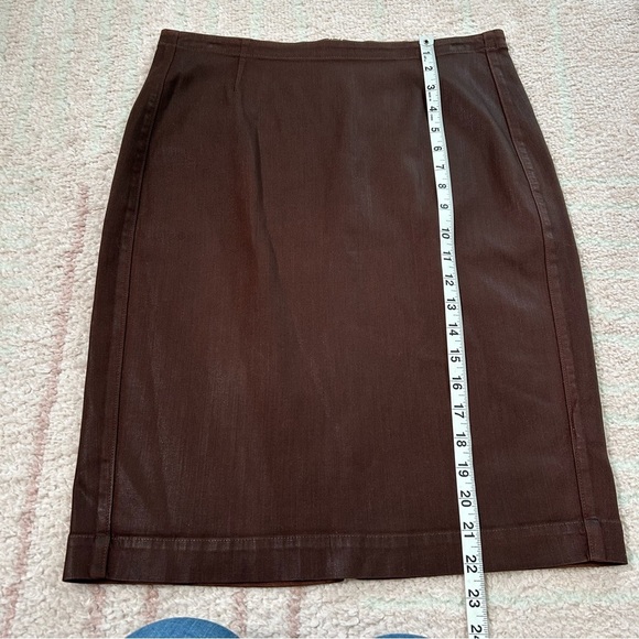 Peruvian Connection Brown Denim Pencil Skirt Knee-Length SZ 8 Fall Cotton Blend - Picture 8 of 13